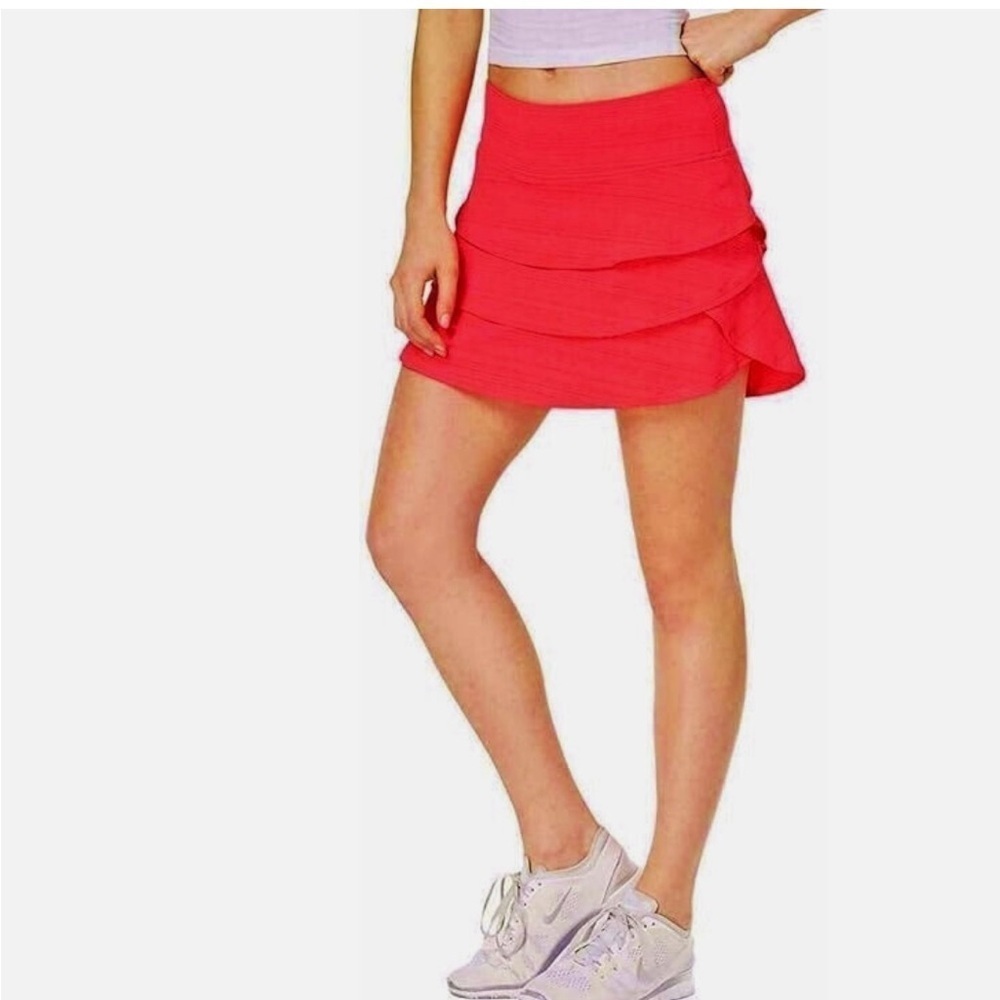 Ideology Bright Coral Layered Mini Skirt
